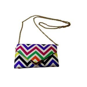 Crossbody Purse Rainbow Chevron Sectional Wallet Zigzag Chain Strap Gift Quality